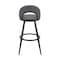 Armen Living Lottech Swivel Bar Stool in Black Metal with Gray Faux Leather 840254335387 - alternate 7